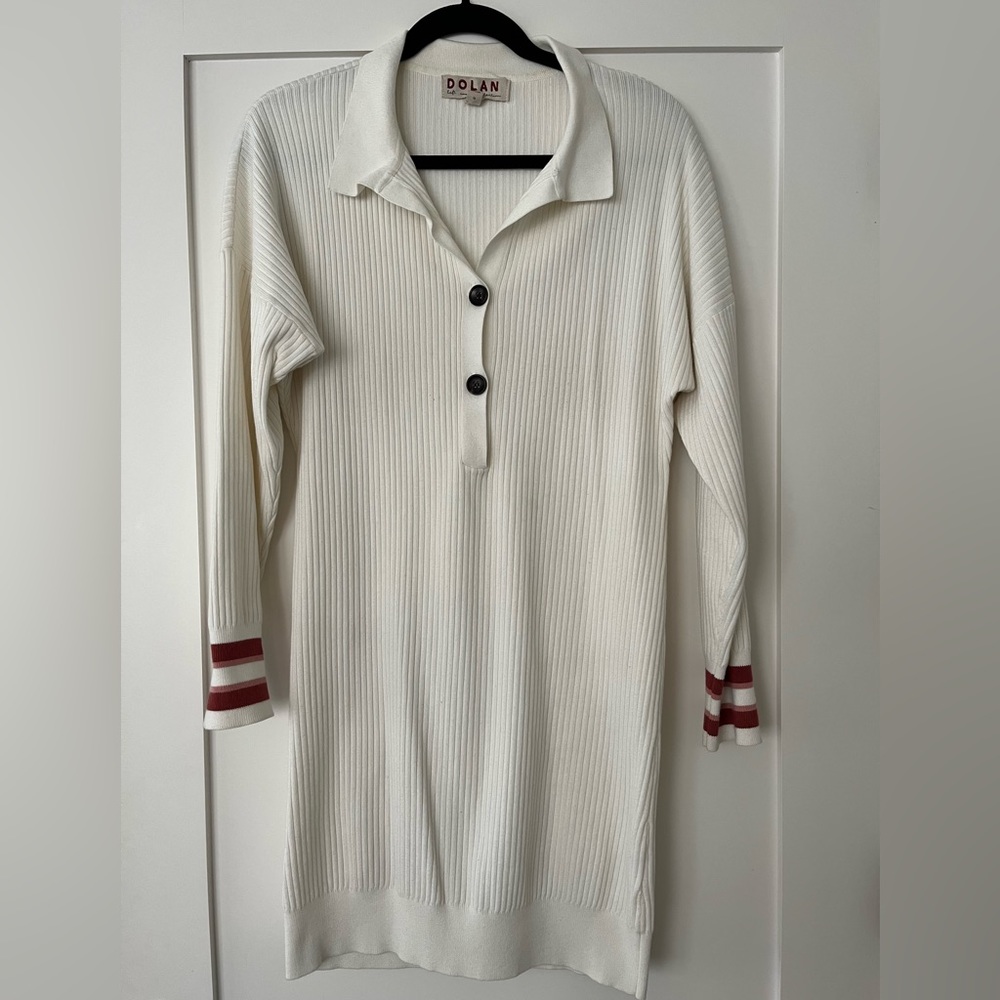Anthro DOLAN Left Coast White Ribbed Knit Dress